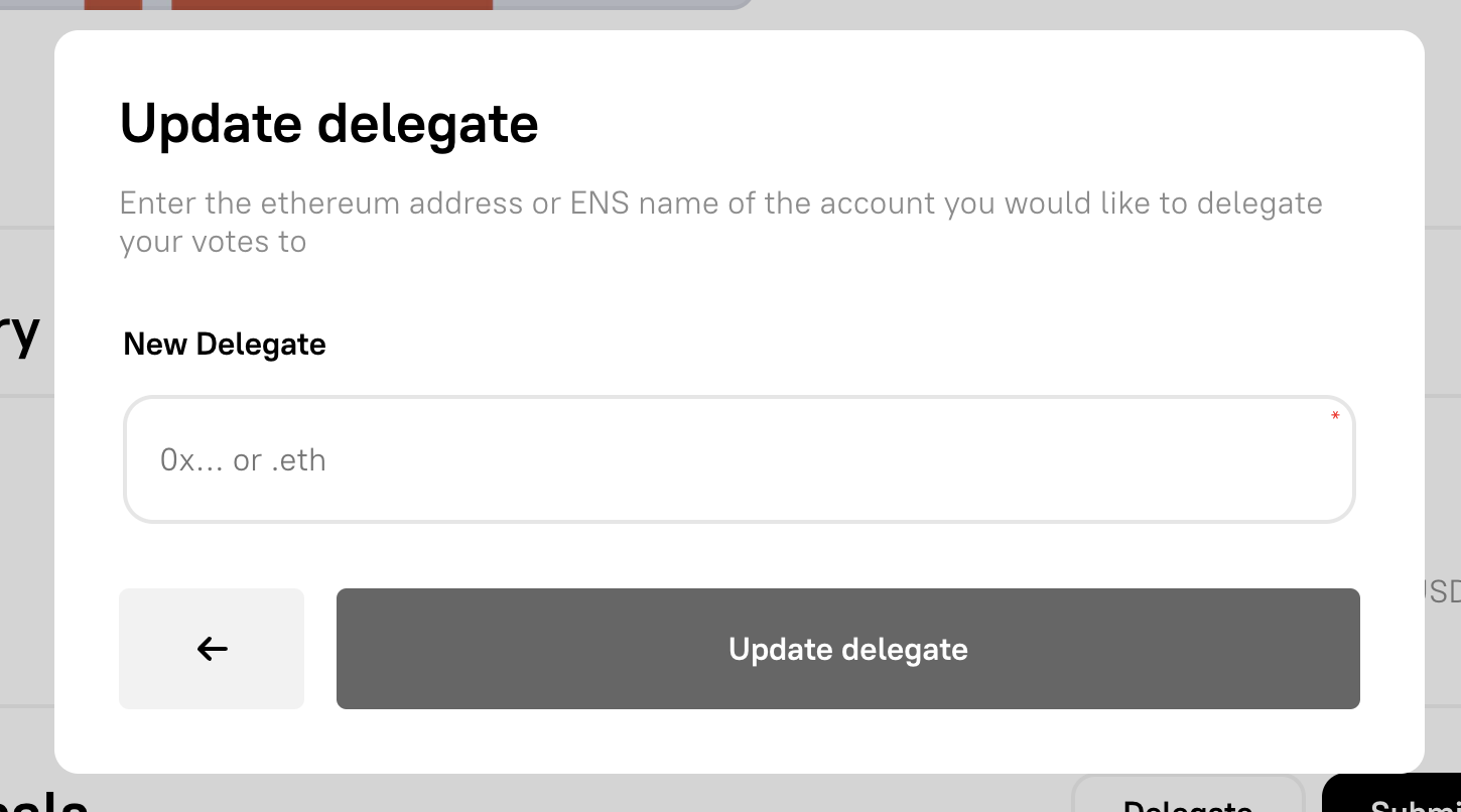 Add or update delegate voting interface